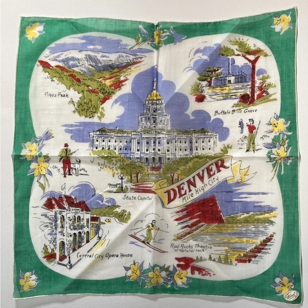 Vintage Burmel Denver Colorado Souvenir Handkerchief - Picture 4 of 11